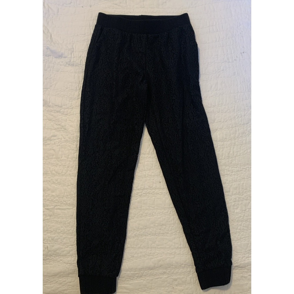Cabi Women's Lace jogger Size XS Black Pocket Cotton